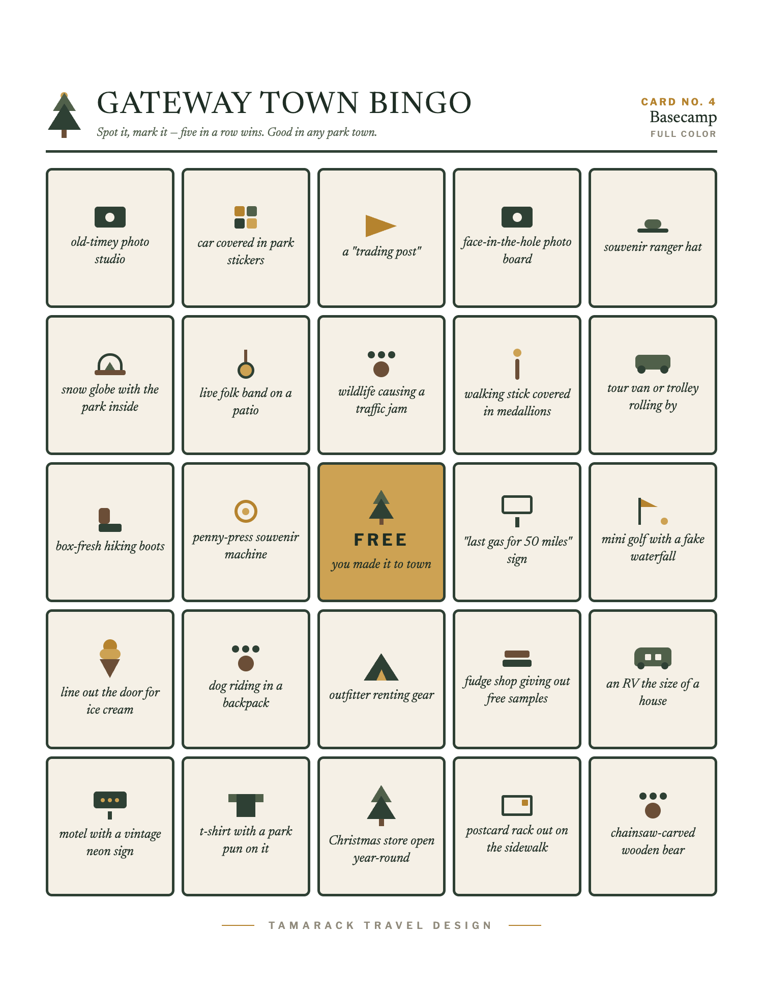 Gateway Town Bingo, card 4, full color
